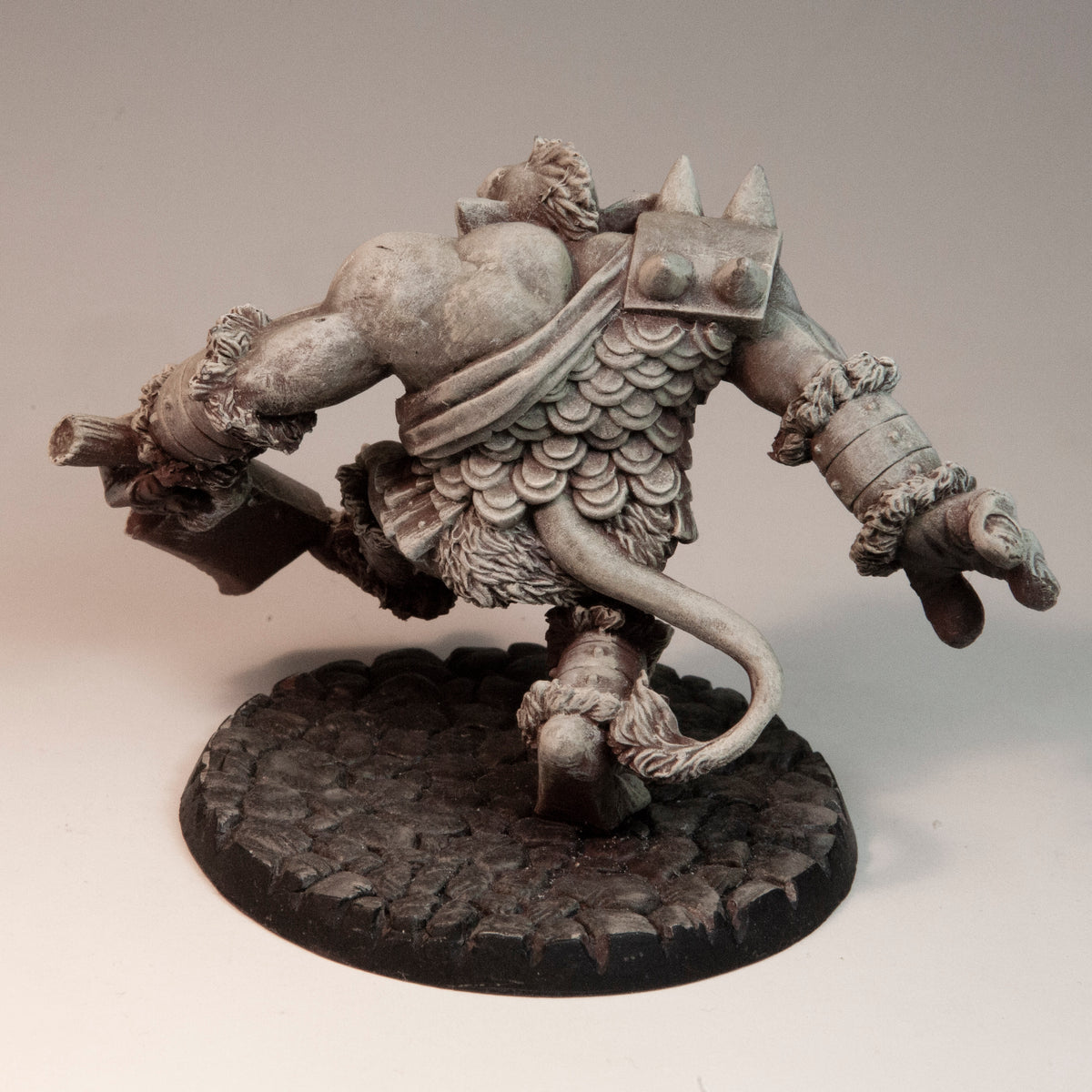 Primed resin Troll Zerker miniature, 60mm tall, another view