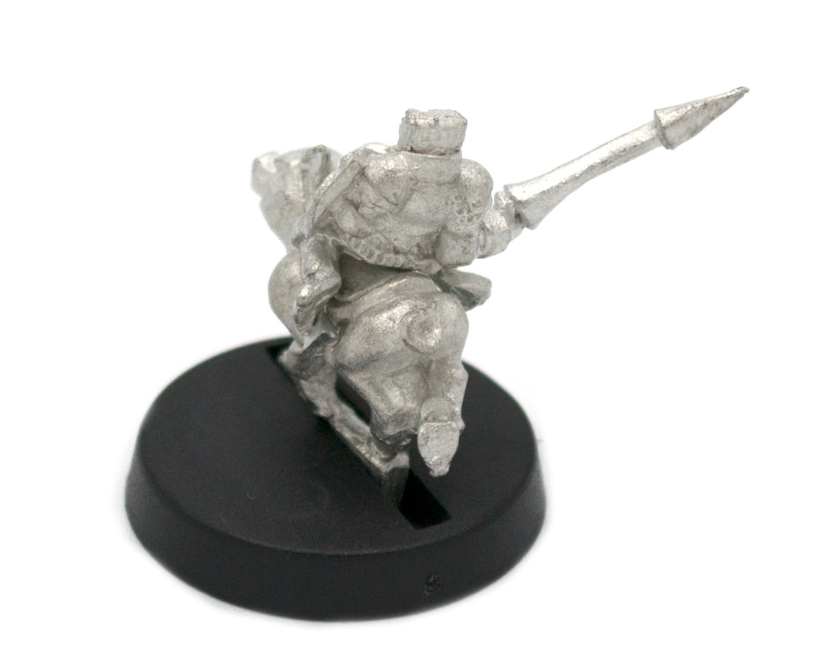 Unpainted pewter Grippli Knight Mounted on Pig miniature, 23mm tall, another view