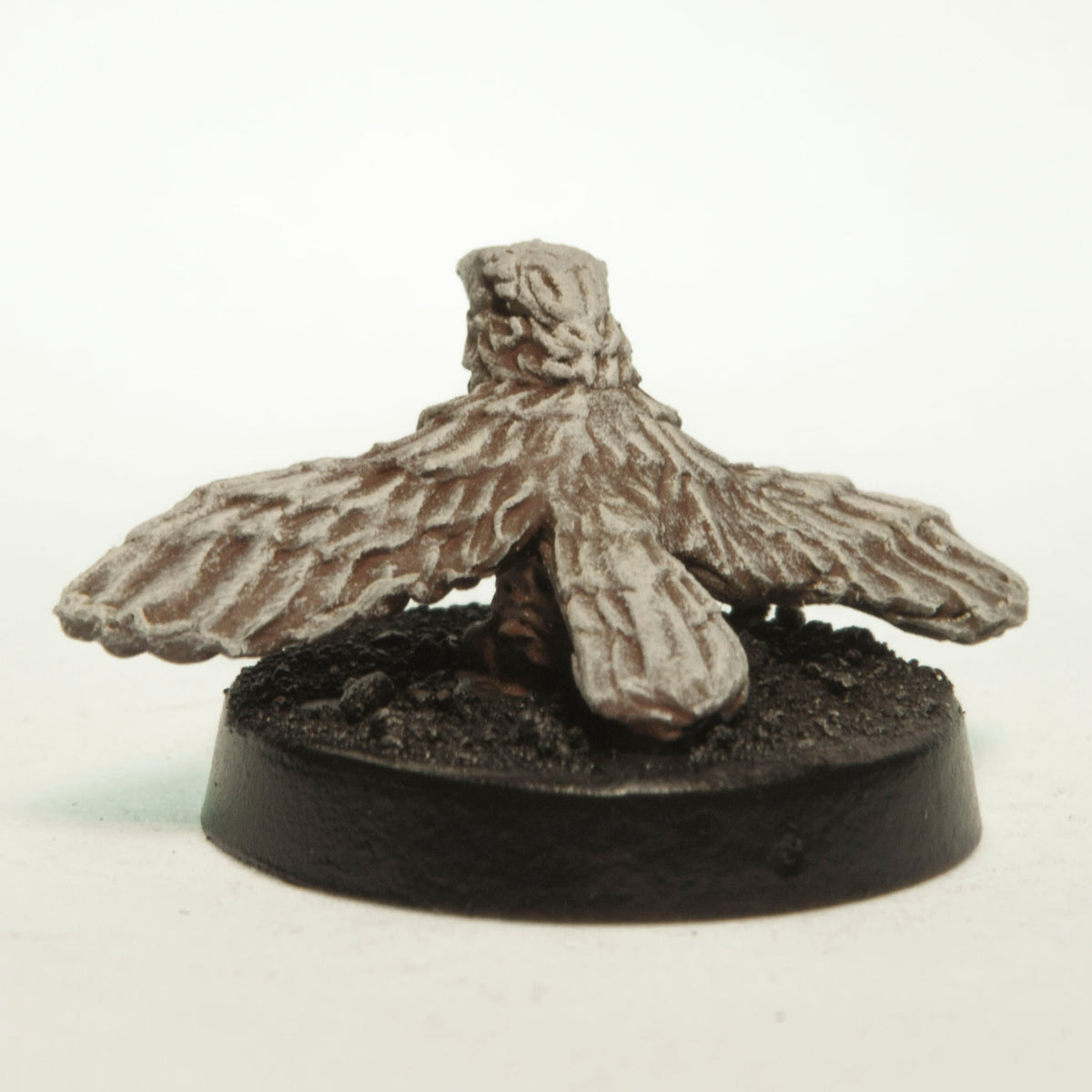 Primed pewter Crow miniature, 10mm tall, another view