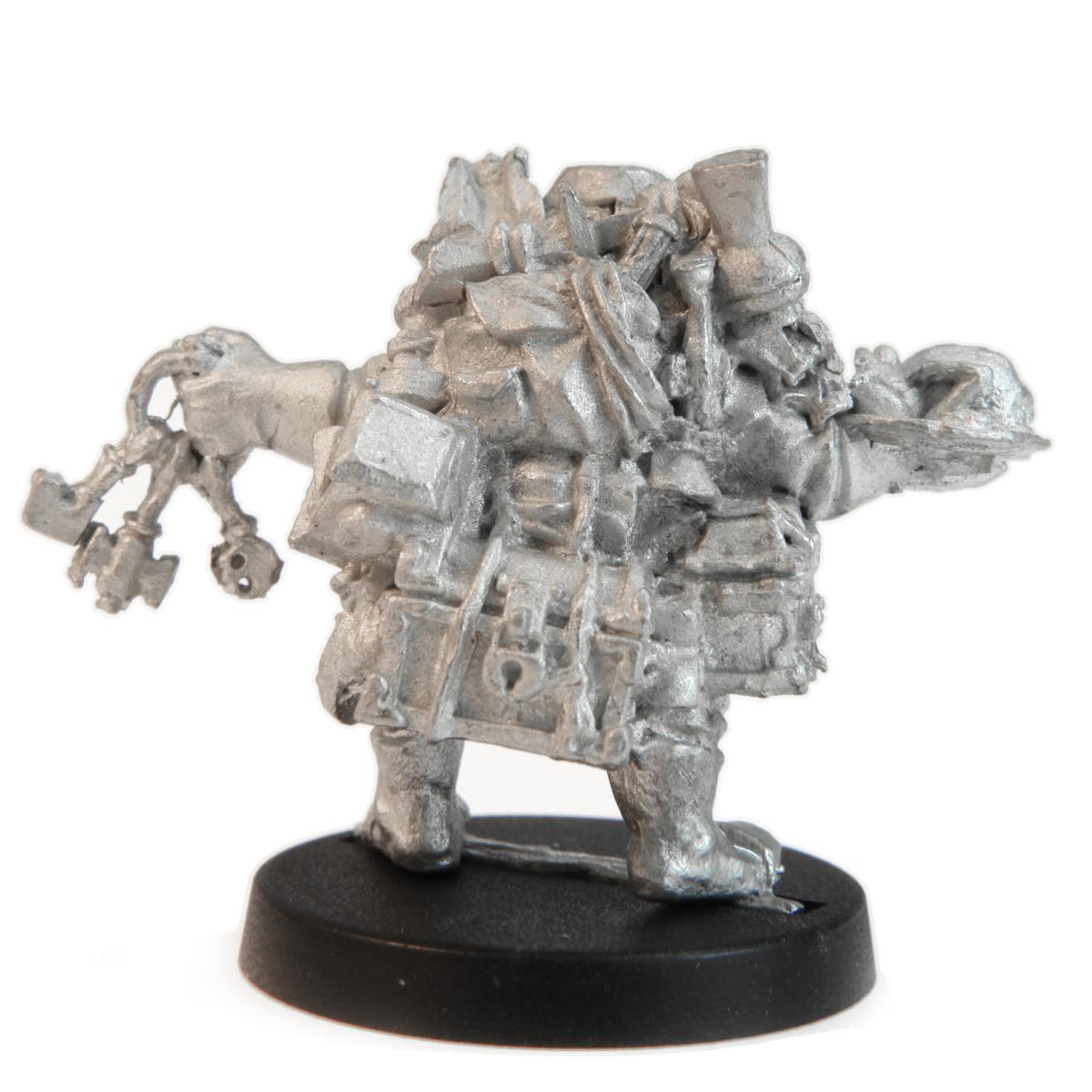 Unpainted pewter Human Hireling Male miniature, 30mm tall, another view