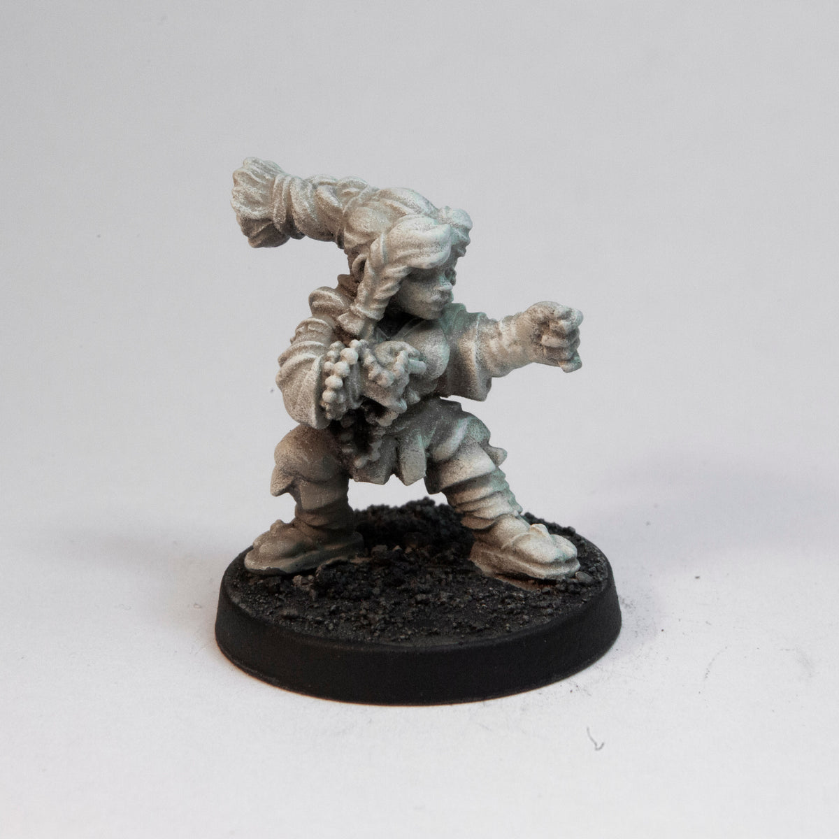 Primed pewter Dwarven Monk miniature, 24mm tall
