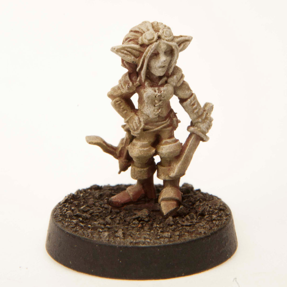 Primed pewter Gnome Scout miniature, 20mm tall, another view