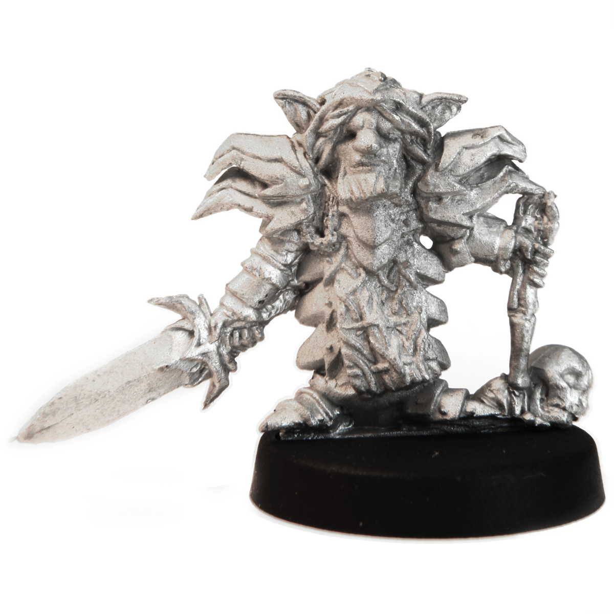 Unpainted pewter Gnome Deathknight miniature, 20mm tall