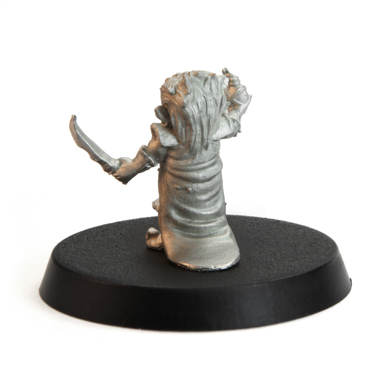 Unpainted pewter Tytantroll Goblin Imposter miniature, 24mm tall, another view