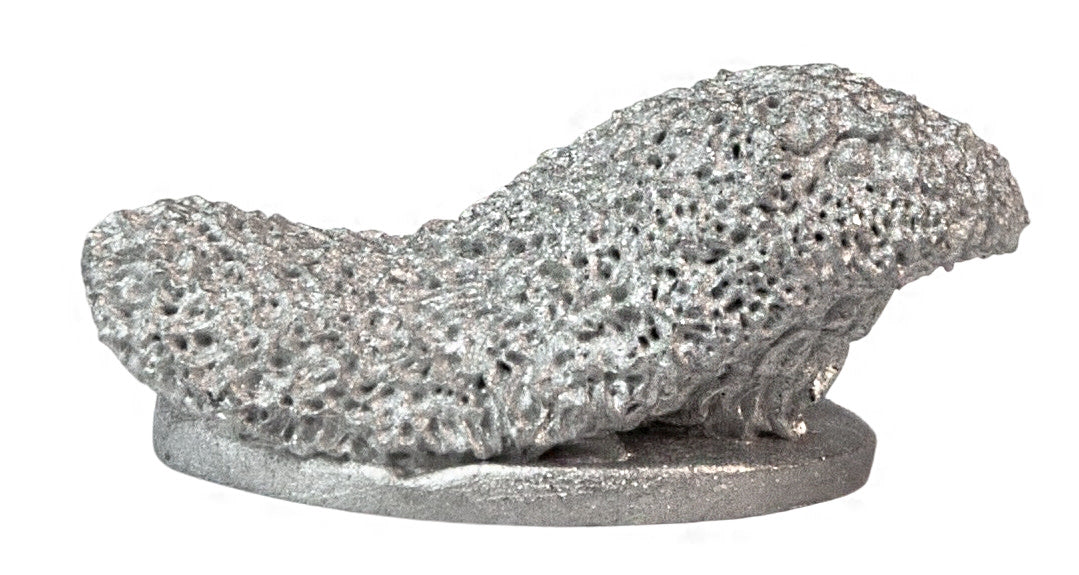 Unpainted pewter Mossling miniature, 22mm tall, another view