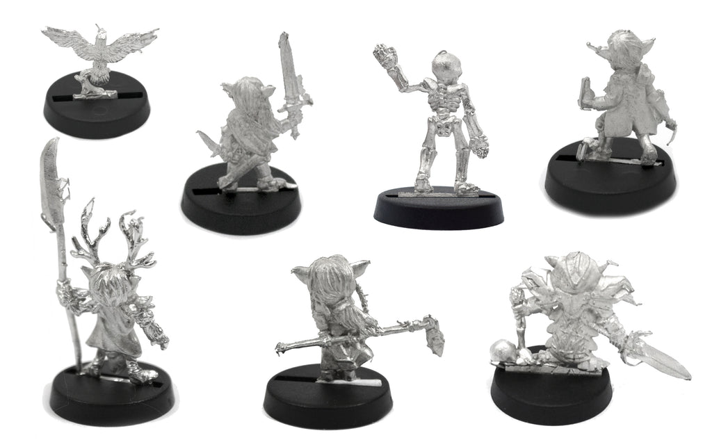 6 Piece Heroes of Sprocketshire Set, unpainted pewter miniatures, another view