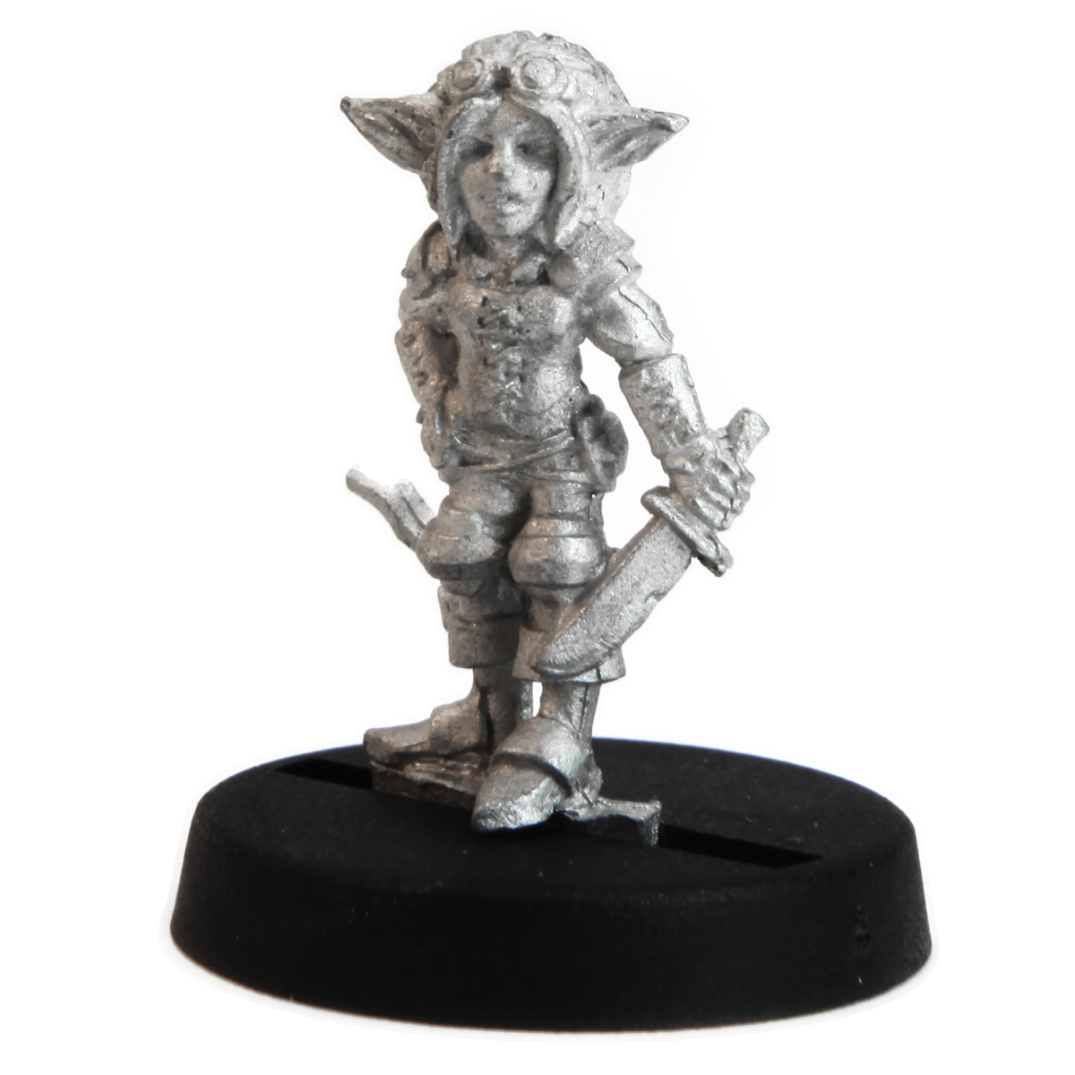 Unpainted pewter Gnome Scout miniature, 20mm tall