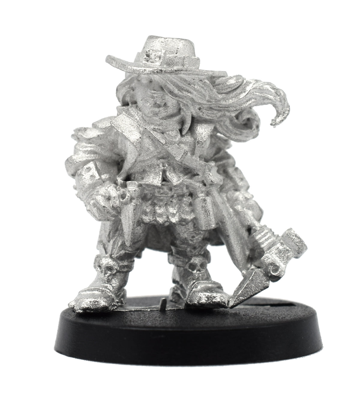 Unpainted pewter Dwarven Vampire Hunter miniature, 24mm tall