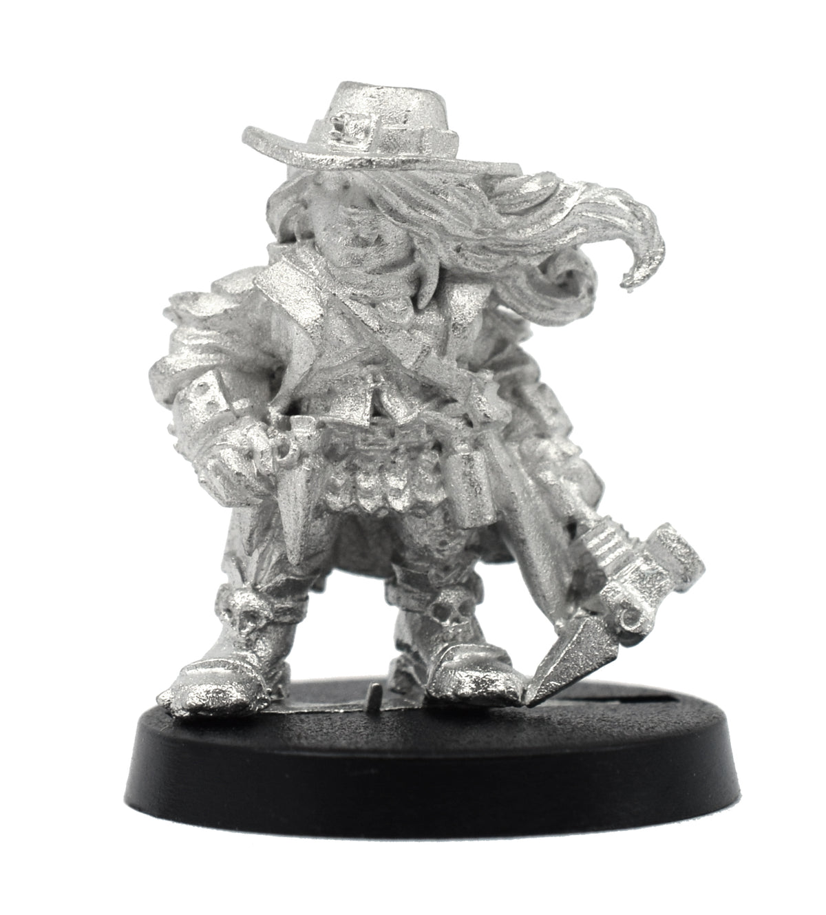 Unpainted pewter Dwarven Vampire Hunter miniature, 24mm tall, another view