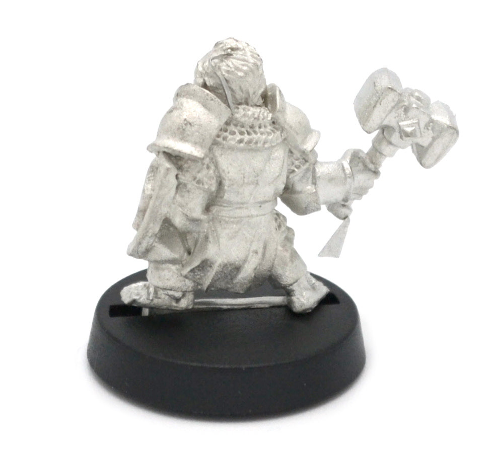Unpainted pewter Halfling Paladin miniature, 22mm tall, another view