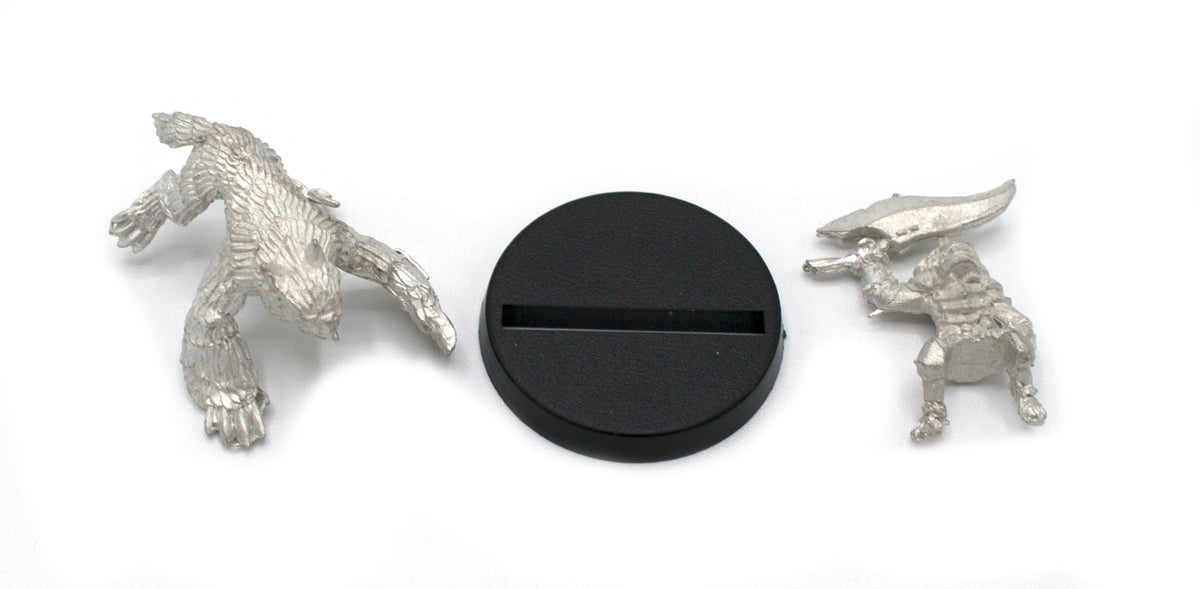 Unpainted pewter Gremlin Raider Mounted miniature, 30mm tall, another view