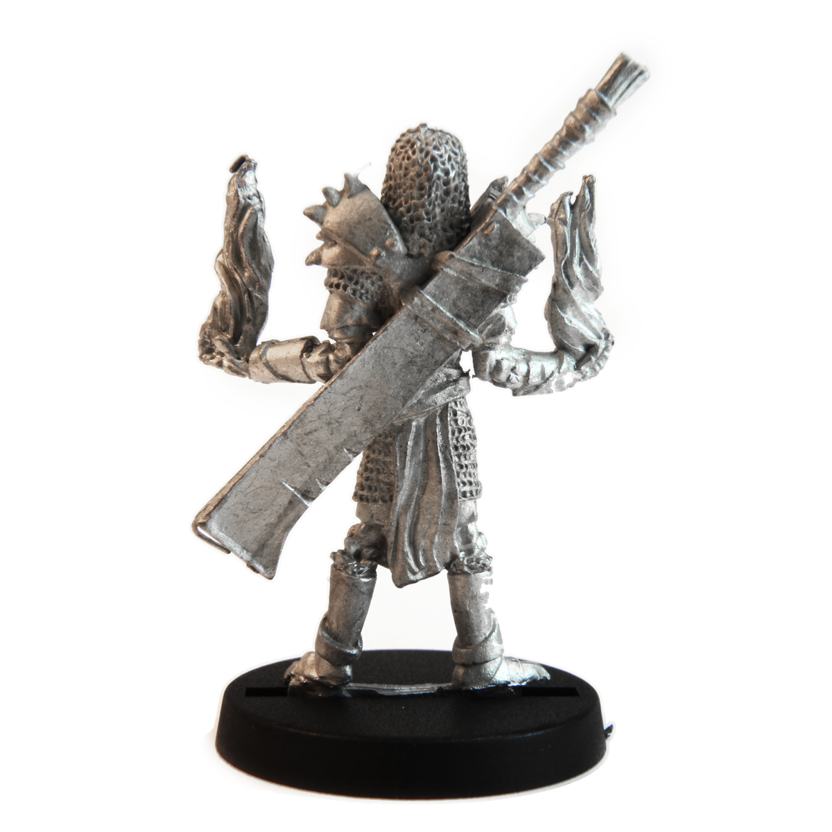 Unpainted pewter Elf Undead Mage miniature, 39mm tall, another view