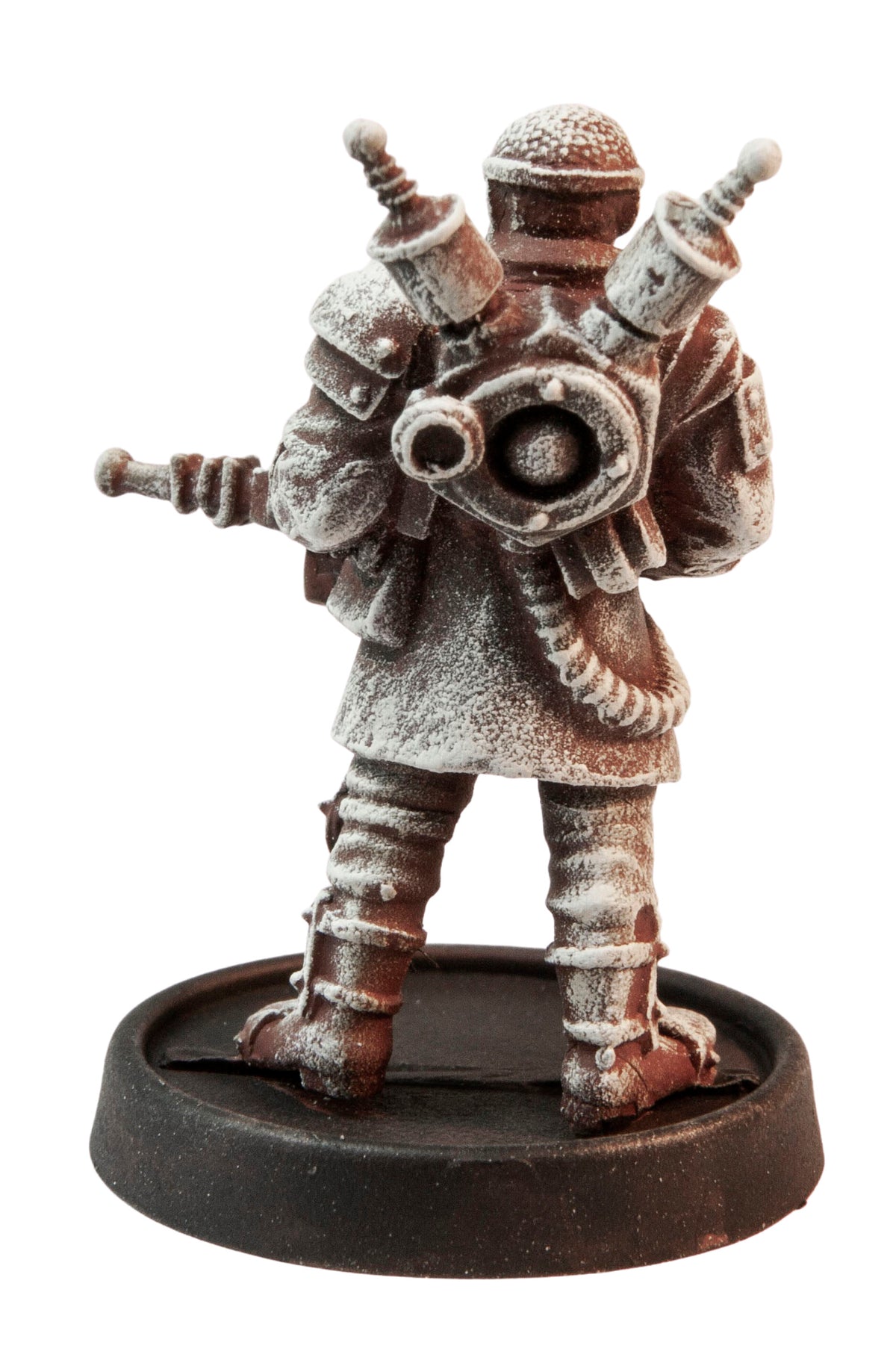 Primed pewter Male Human Mad Scientist miniature, 37mm tall, another view