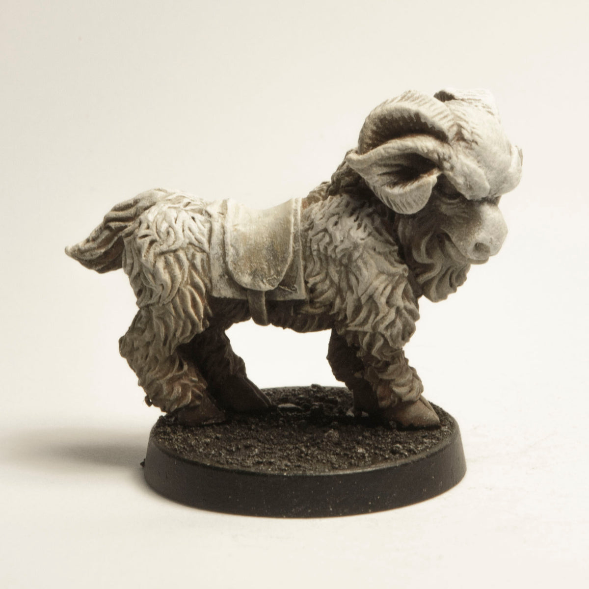 Primed pewter Ram miniature, 27mm tall