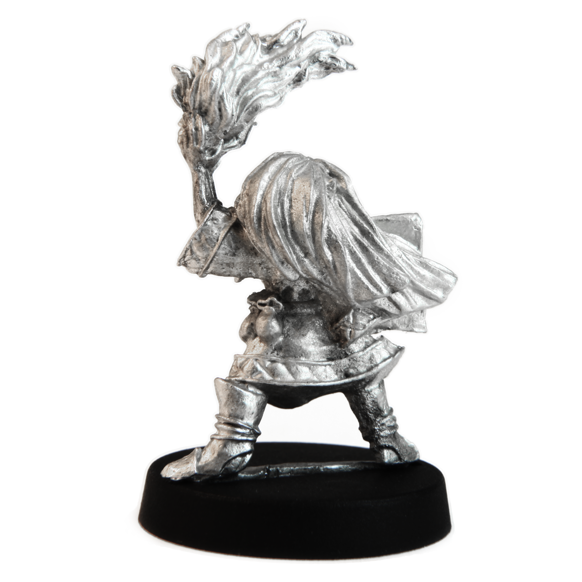 Unpainted pewter Gnome Wizard Female miniature, 28mm tall, another view
