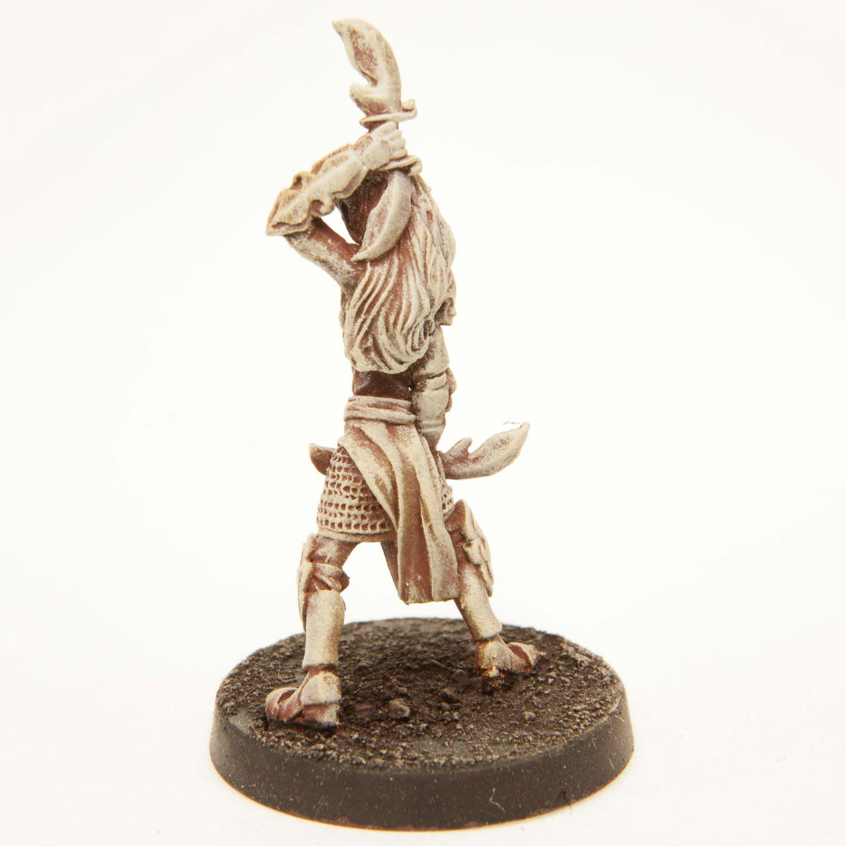 Primed pewter Elf Thief miniature, 40mm tall, another view
