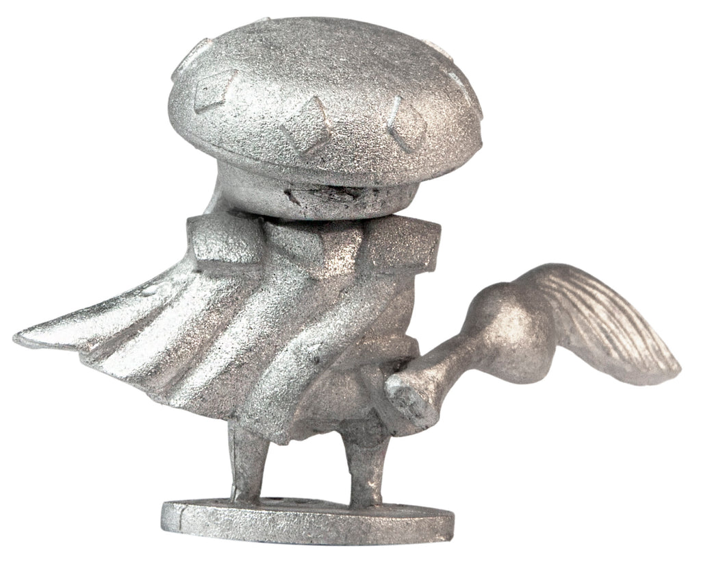 Unpainted pewter Mushroom with Maple Blade miniature, 25mm tall, another view