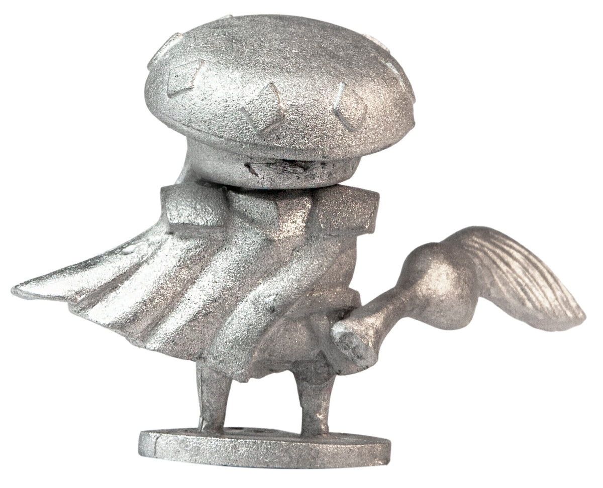 Unpainted pewter Mushroom with Maple Blade miniature, 25mm tall, another view