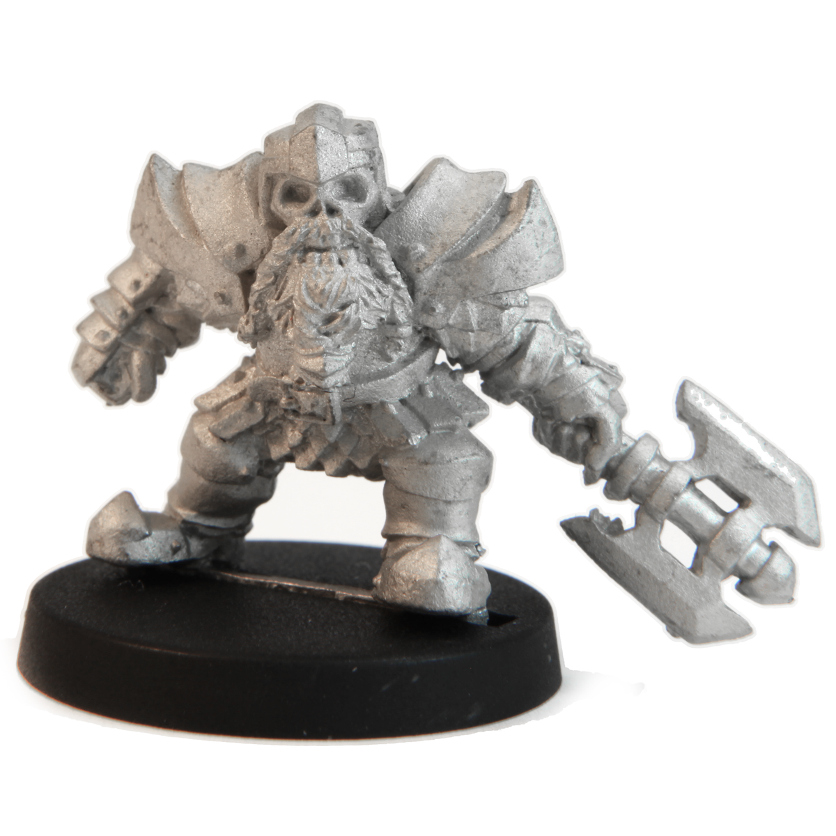 Unpainted pewter Dwarven Undead Elite miniature, 22mm tall