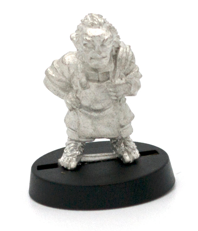 Unpainted pewter Halfling Barkeeper miniature, 20mm tall, another view