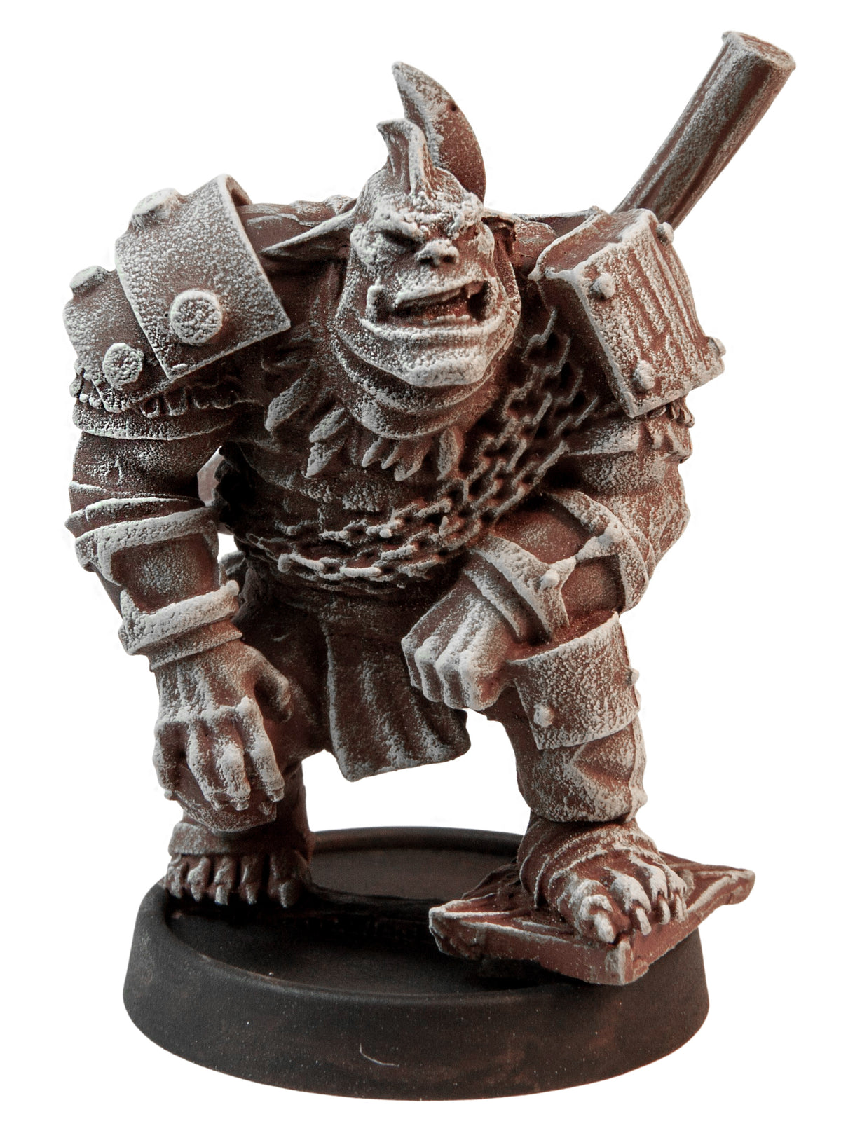 Primed pewter Male Orc Fighter miniature, 39mm tall