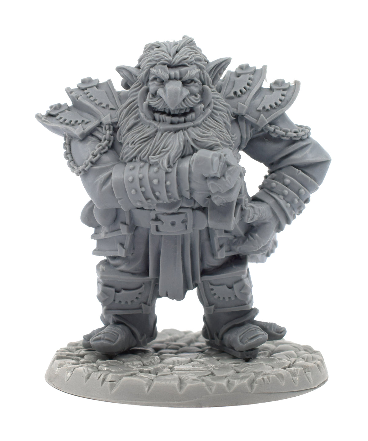 Unpainted resin Troll Captain miniature, 67mm tall