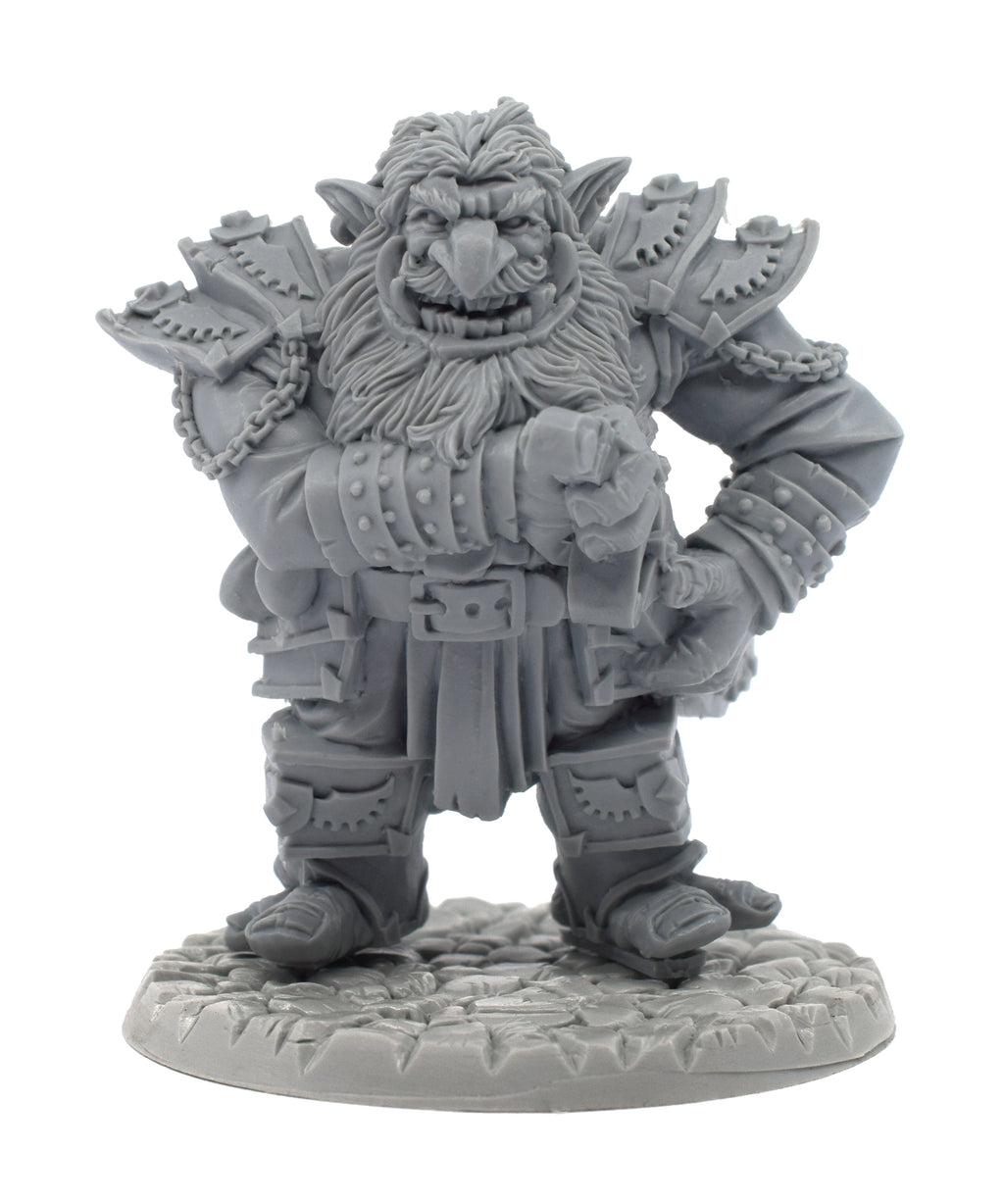 Unpainted resin Troll Captain miniature, 67mm tall, another view