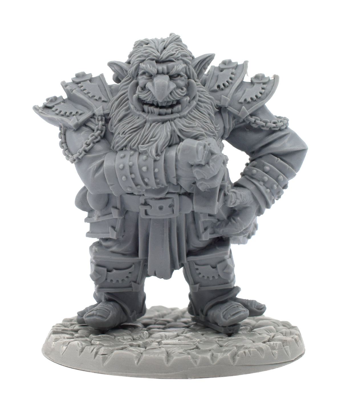 Unpainted resin Troll Captain miniature, 67mm tall, another view