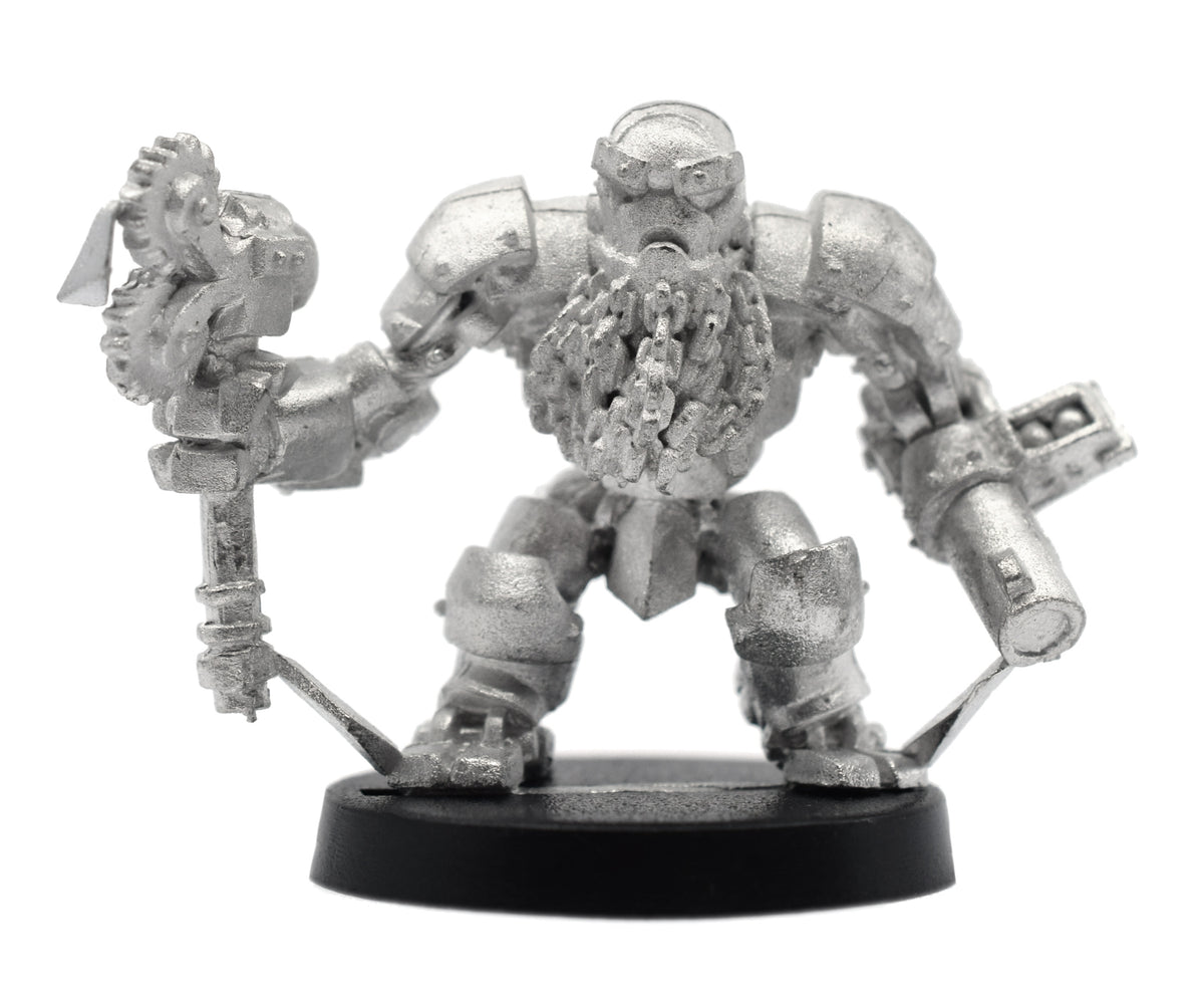 Unpainted pewter Dwarven Automaton miniature, 26mm tall