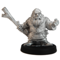 Unpainted pewter Male Dwarven Wizard miniature, 25mm tall