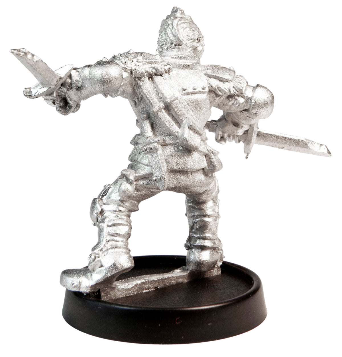Unpainted pewter Male Human Thief miniature, 34mm tall, another view