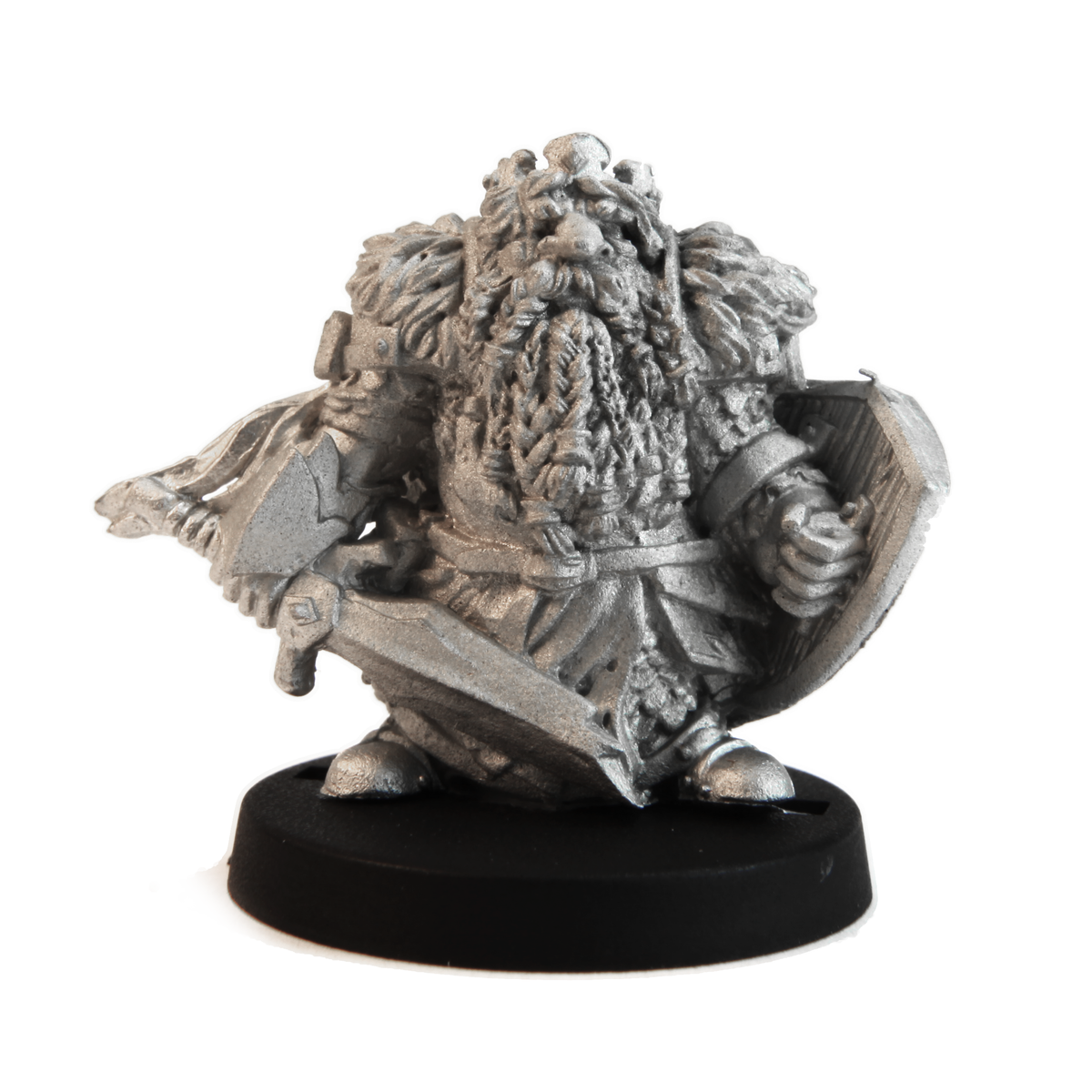 Unpainted pewter Dwarf Fallen King miniature, 26mm tall