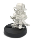 Unpainted pewter Halfling General miniature, 20mm tall, another view