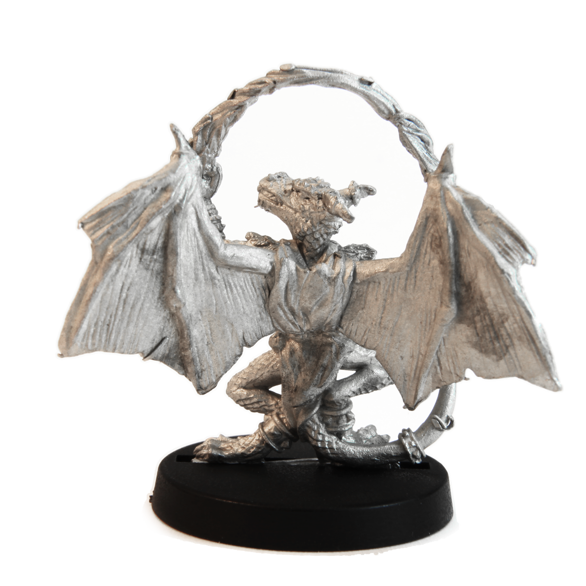 Unpainted pewter Kobold Mage Lord miniature, 32mm tall, another view