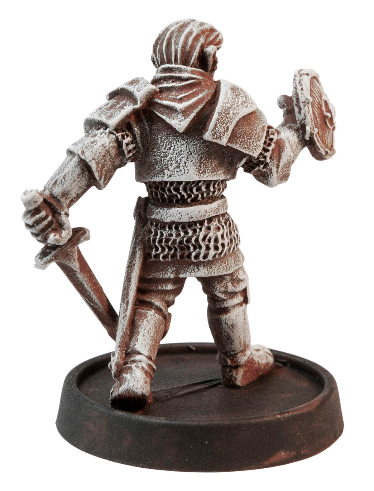 Primed pewter Male Half-Elf Fighter miniature, 35mm tall, another view