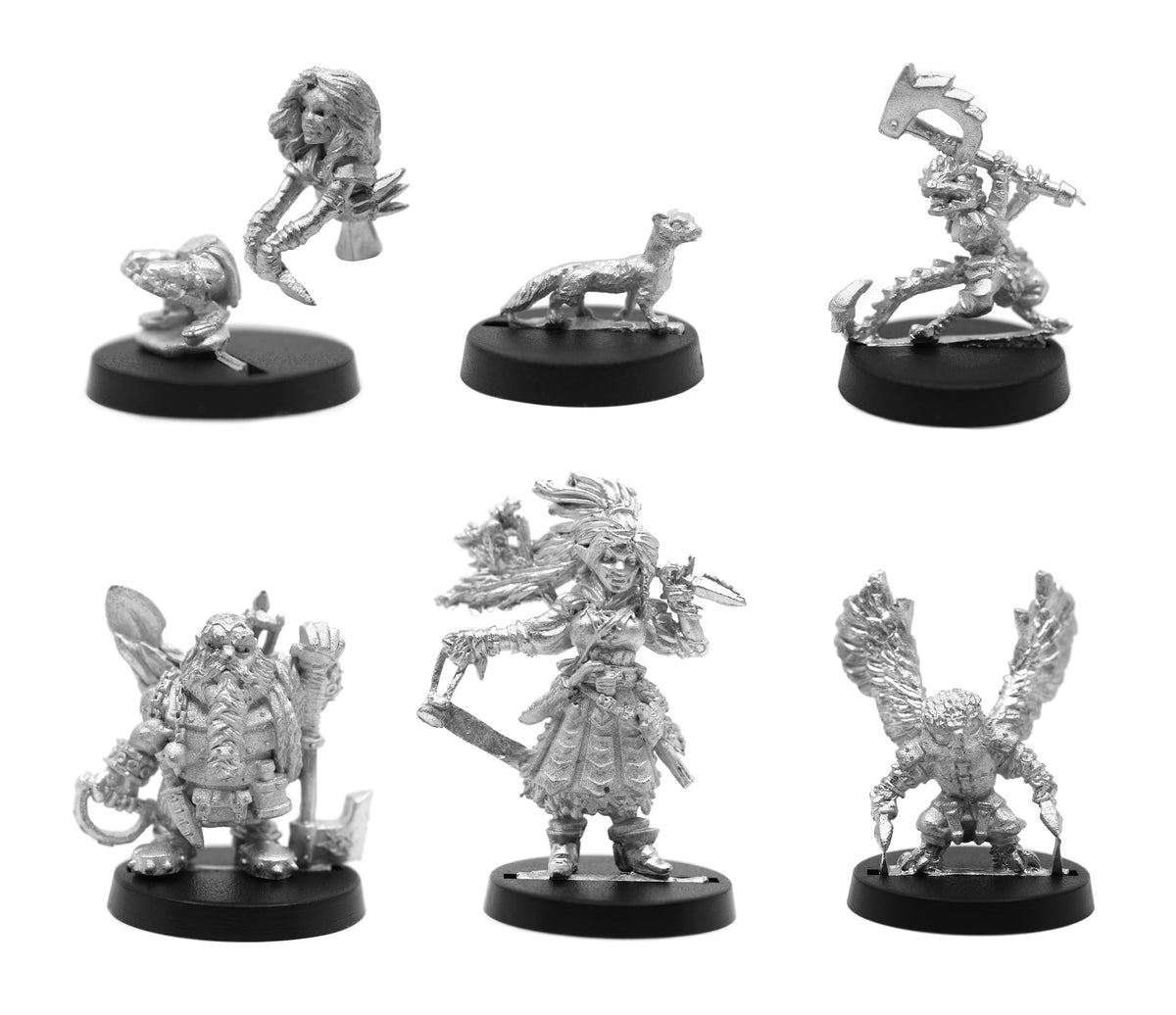 6 Piece Skull Stabbers Set, unpainted pewter miniatures, another view