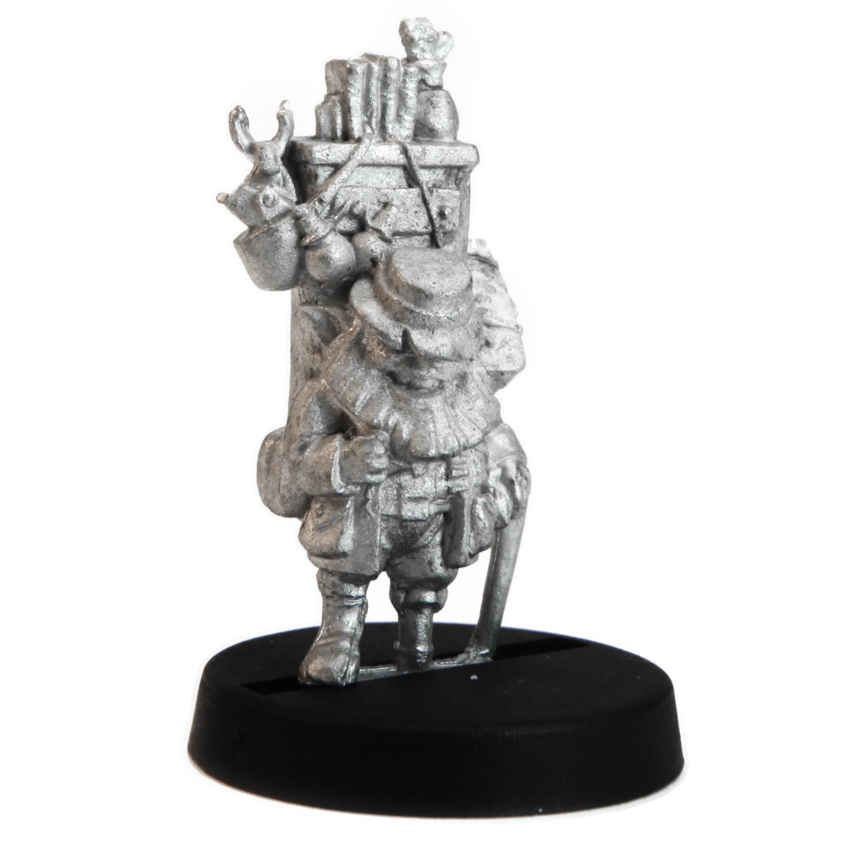 Unpainted pewter Gnome Tinker miniature, 26mm tall