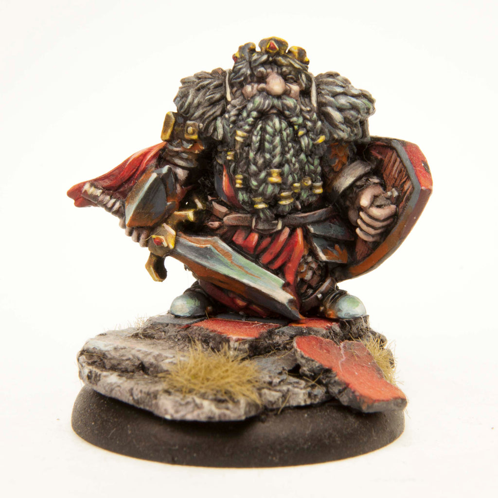 Dwarf Fallen King miniature, painted example (ships unpainted)
