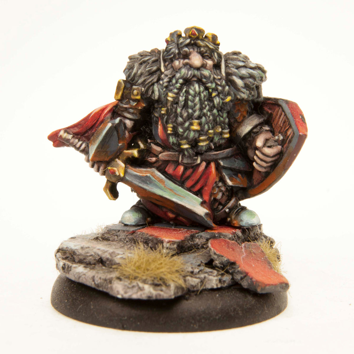 Dwarf Fallen King miniature, painted example (ships unpainted)
