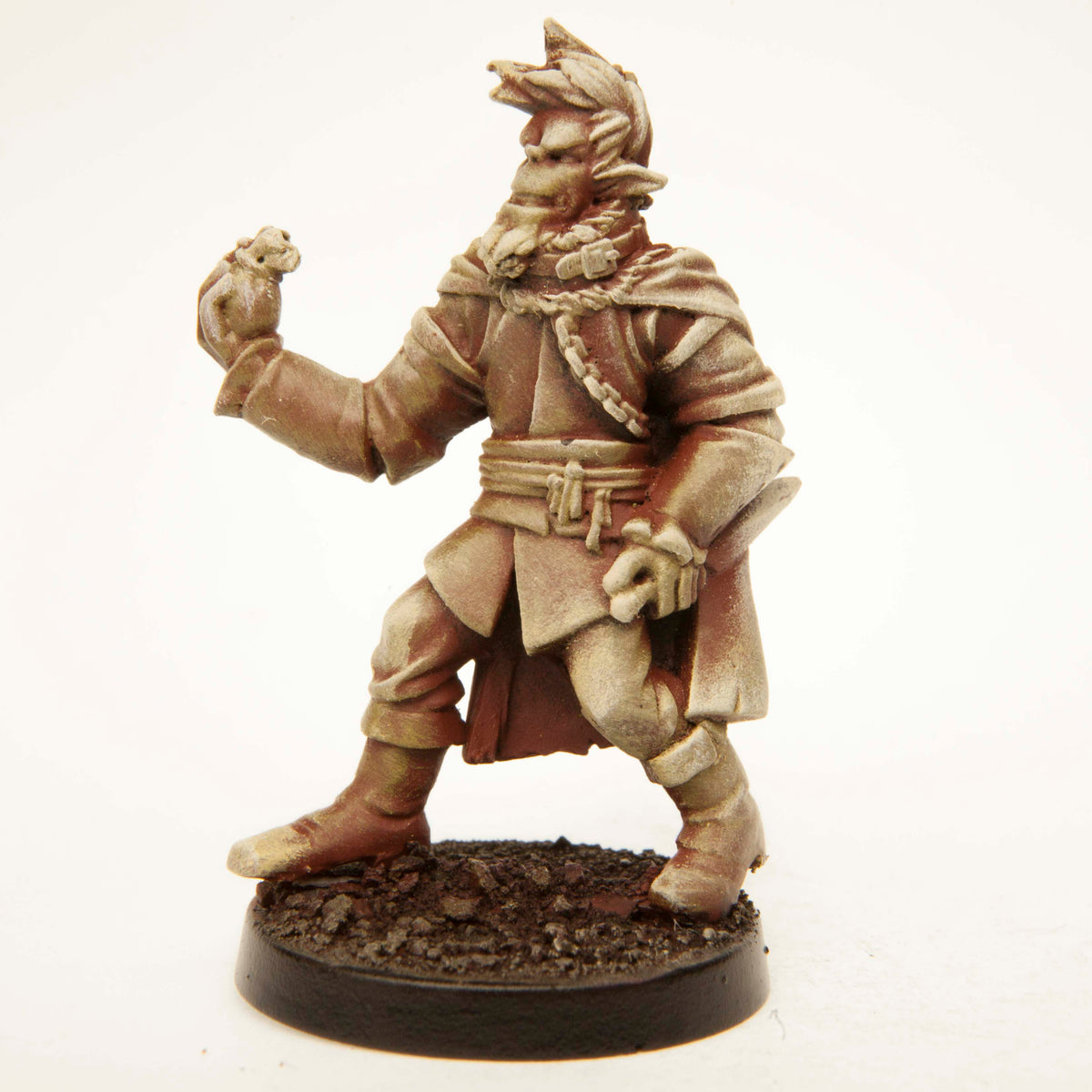 Primed pewter Half-Orc Thief miniature, 37mm tall