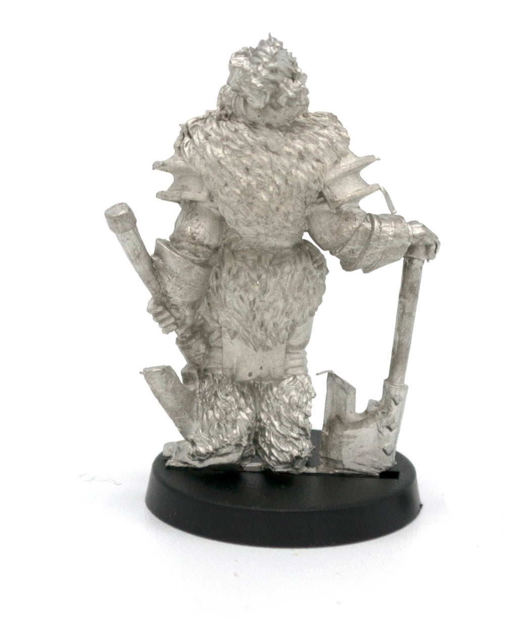 Unpainted pewter Half-Orc Barbarian miniature, 39mm tall, another view