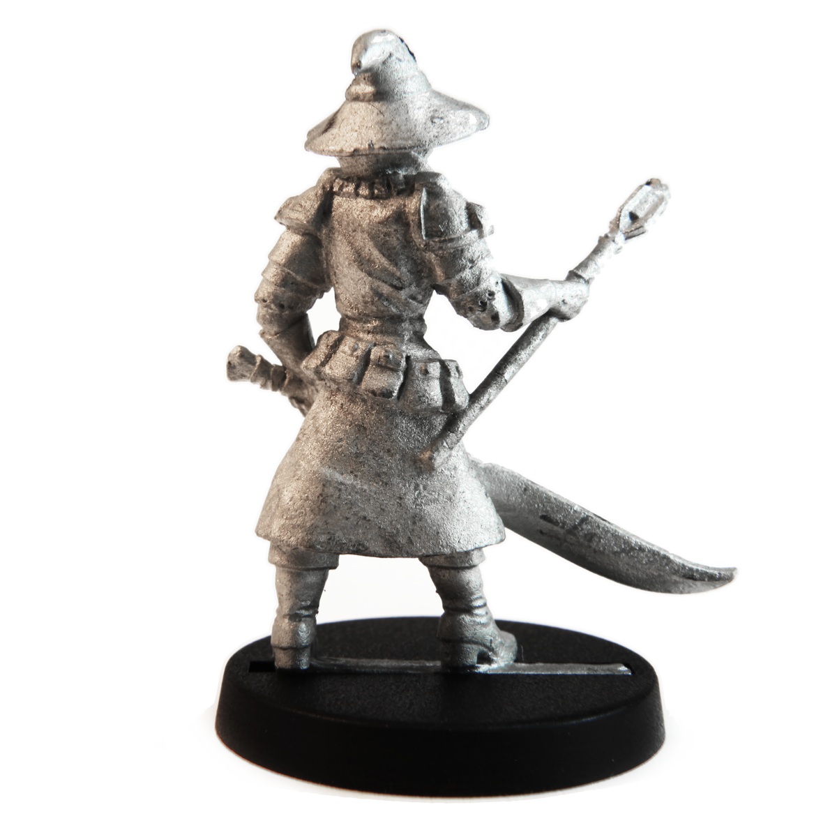 Unpainted pewter Human Wizard miniature, 35mm tall, another view