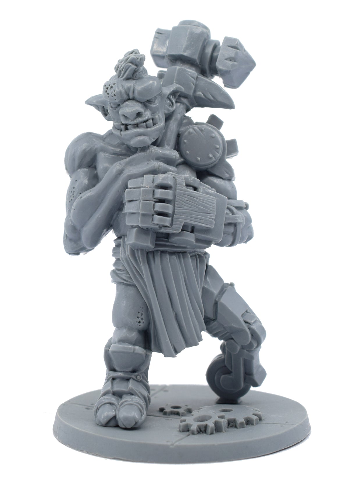 Unpainted resin Troll Mechanist miniature, 90mm tall