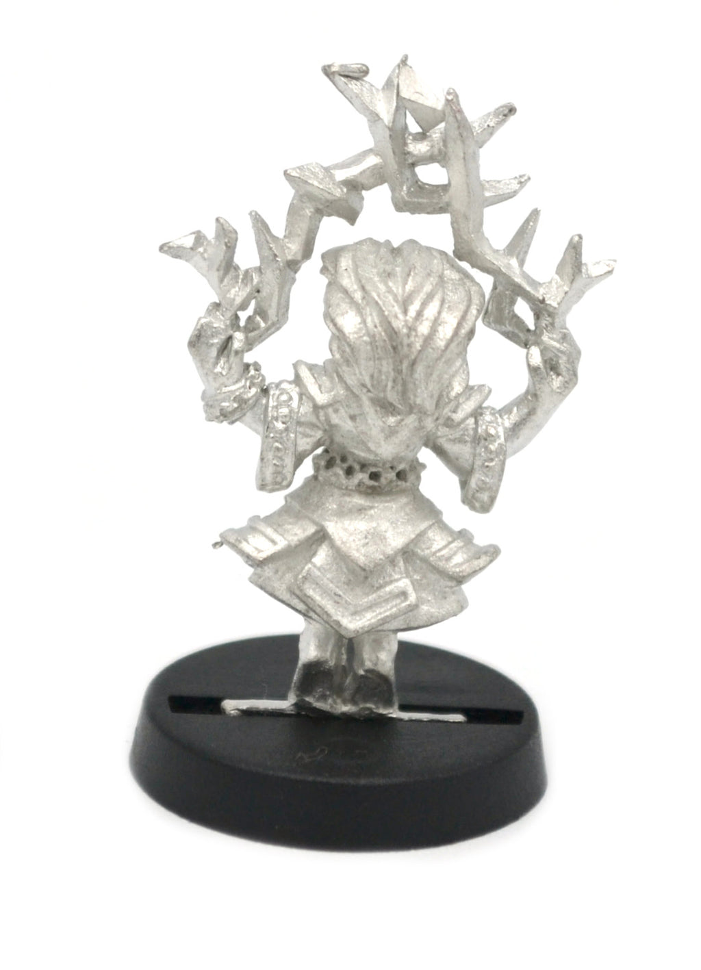 Unpainted pewter Halfling Mage miniature, 33mm tall, another view