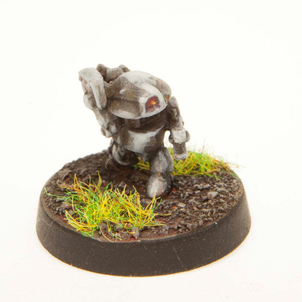 Scrap Bot miniature, painted example (ships unpainted)