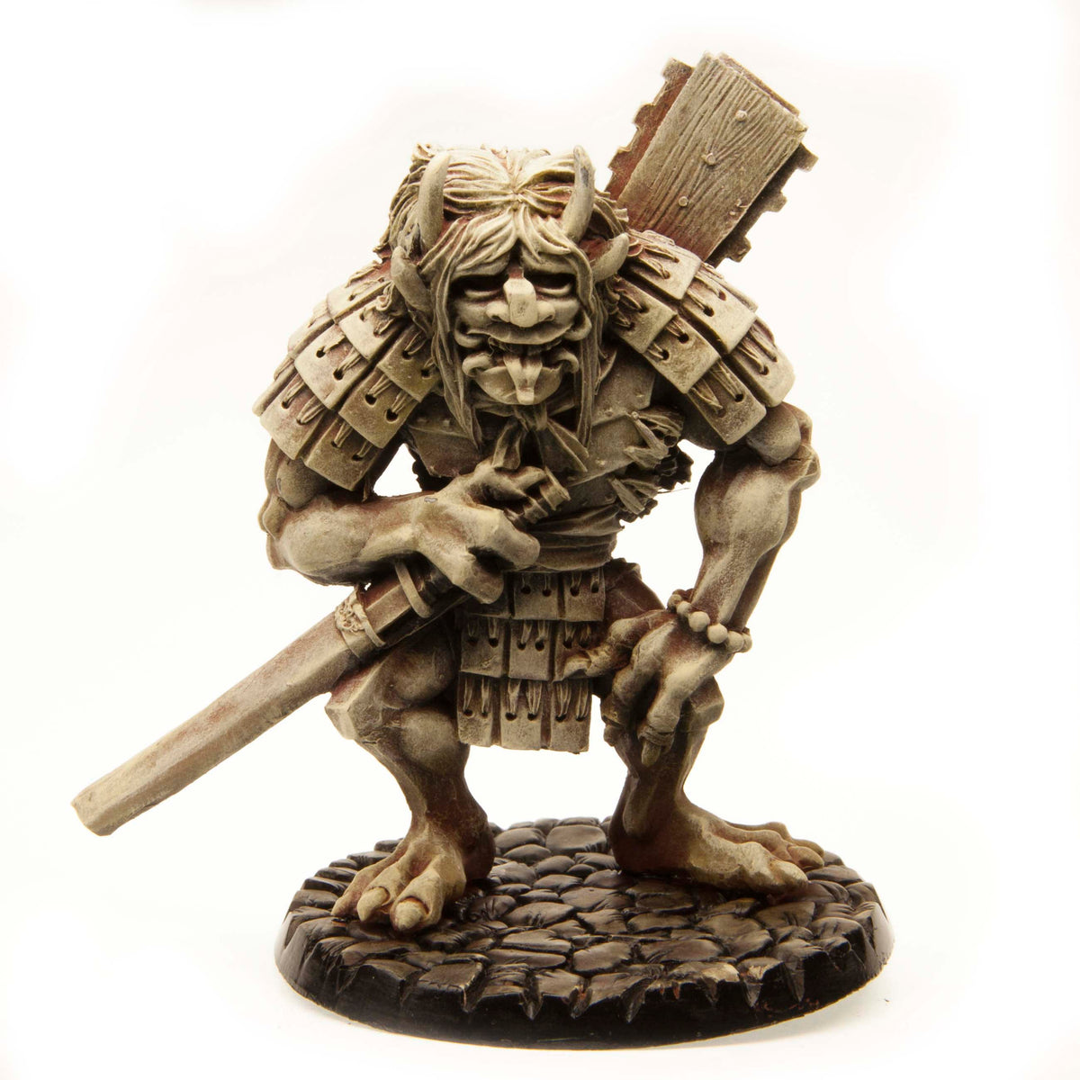 Primed resin Oni Troll miniature, 82mm tall, another view