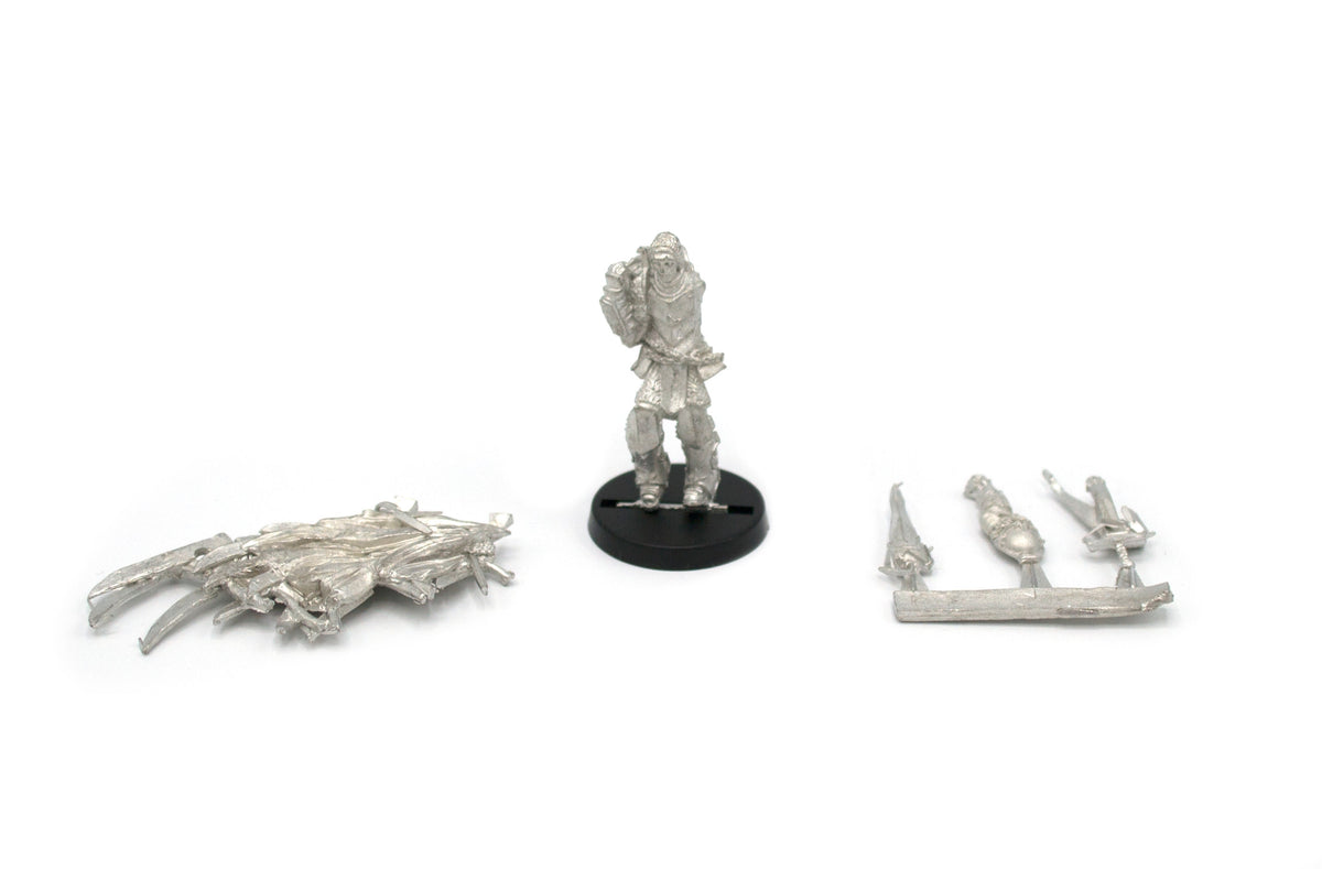 Unpainted pewter Elf Destroyer miniature, 45mm tall