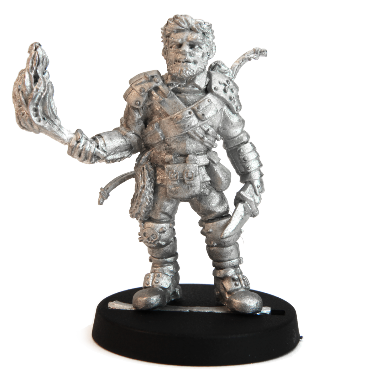 Unpainted pewter Male Human Ranger miniature, 34mm tall