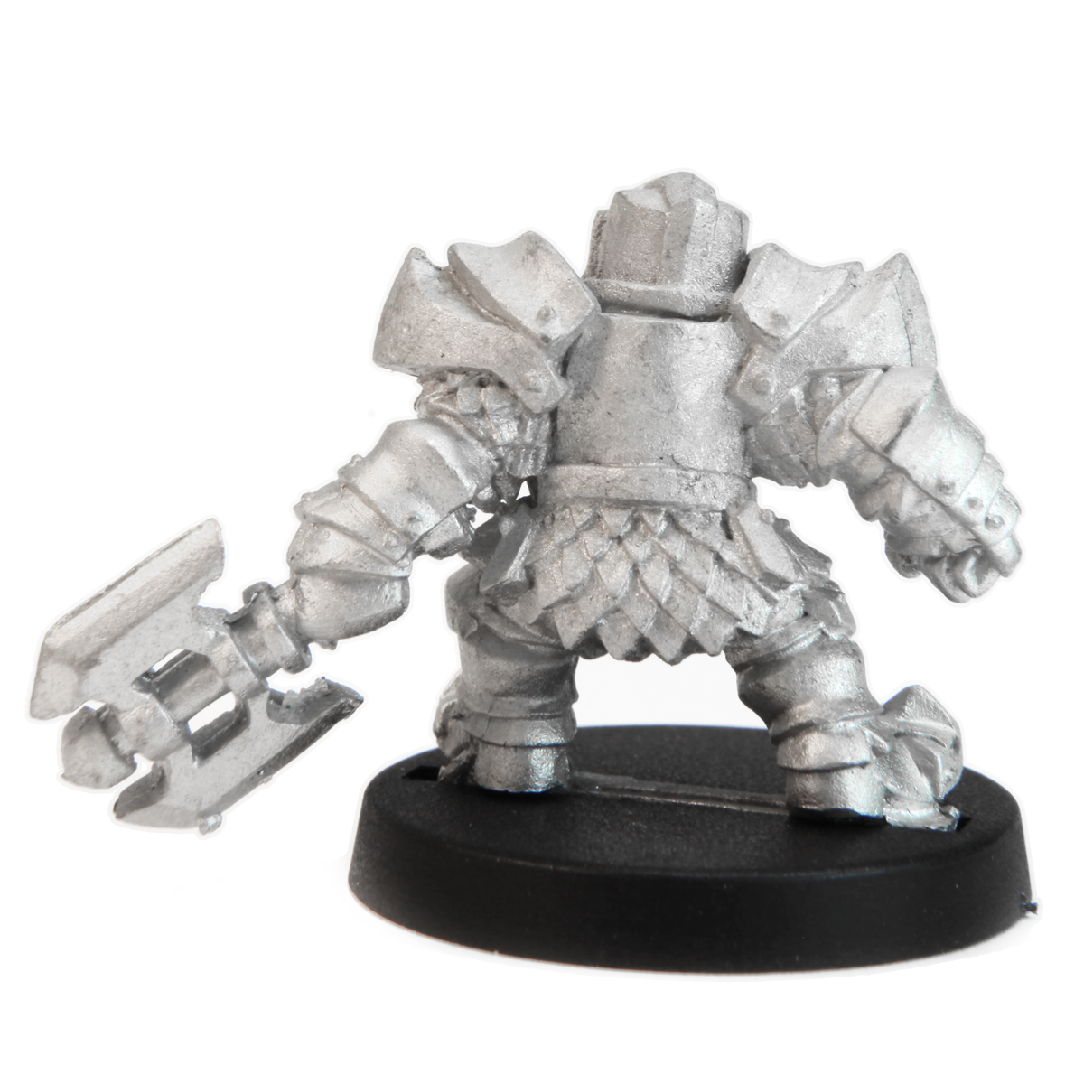 Unpainted pewter Dwarven Undead Elite miniature, 22mm tall, another view