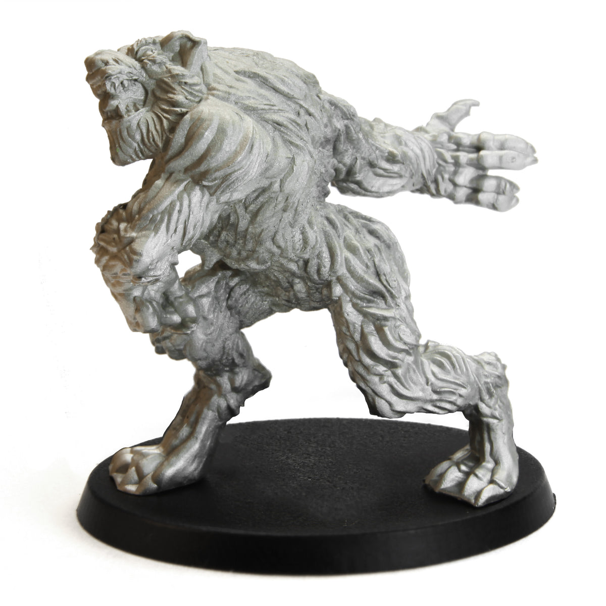 Unpainted pewter Tytantroll Werewolf Brawler miniature, 45mm tall, another view